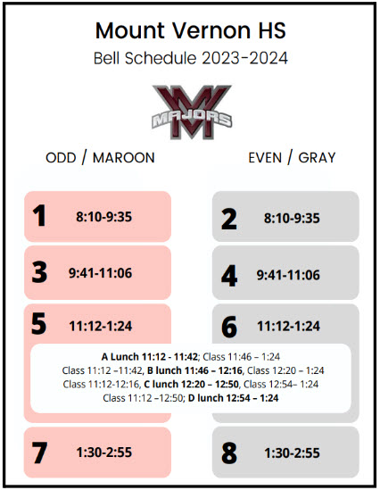 Image of MVHS Bell Schedule