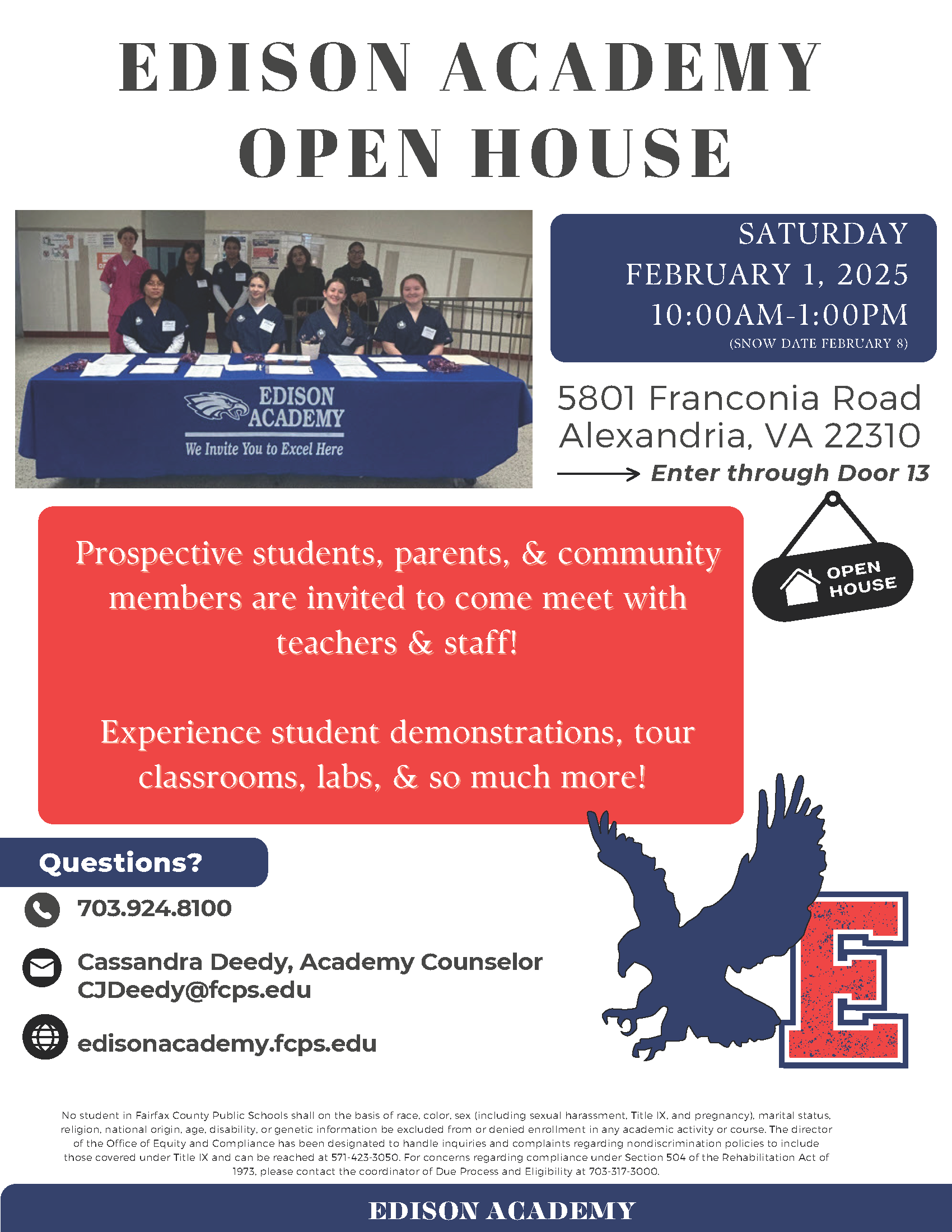 Image of the Edison Academy Open House Flyer