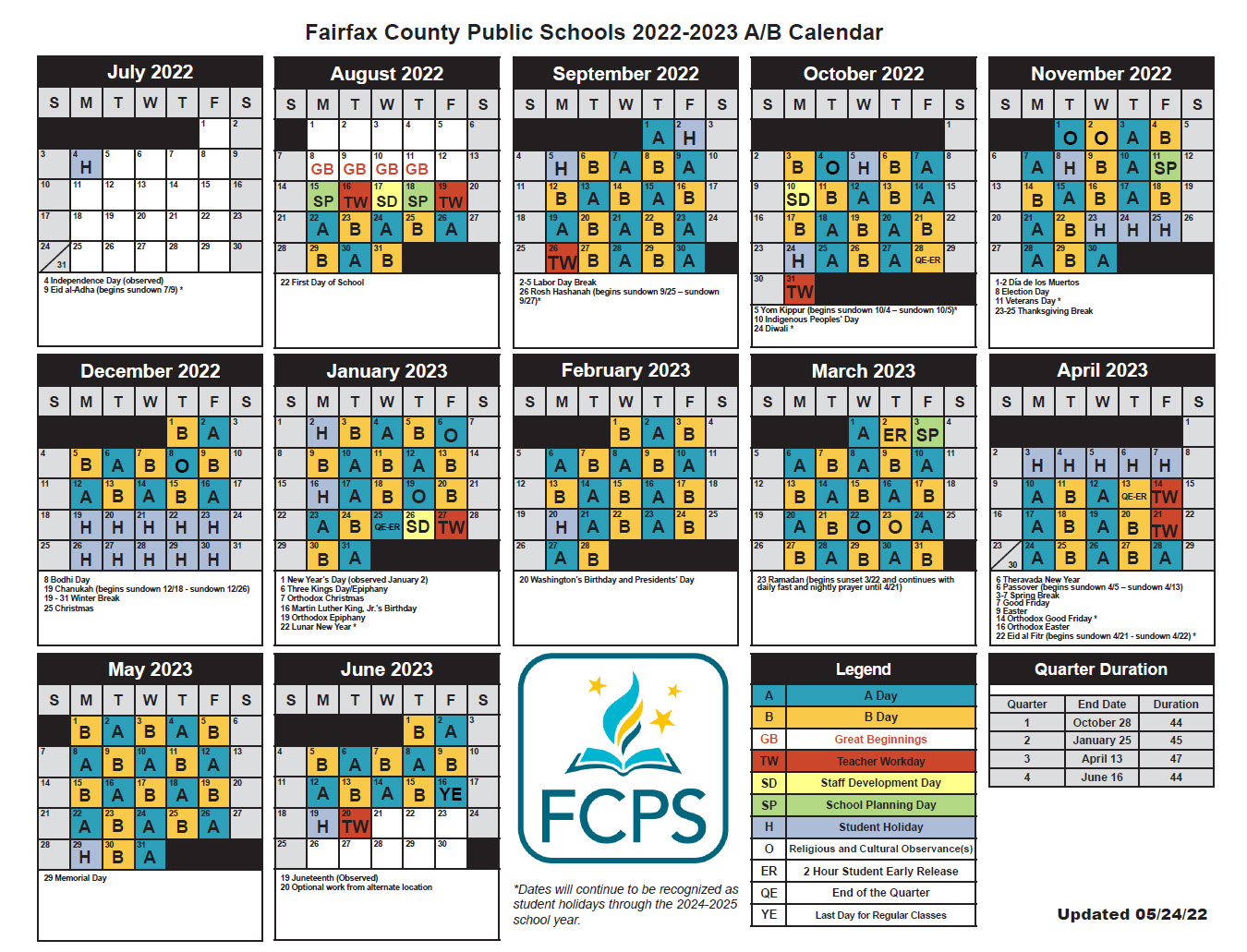 Image of FCPS A_Odd_B_Even Schedule