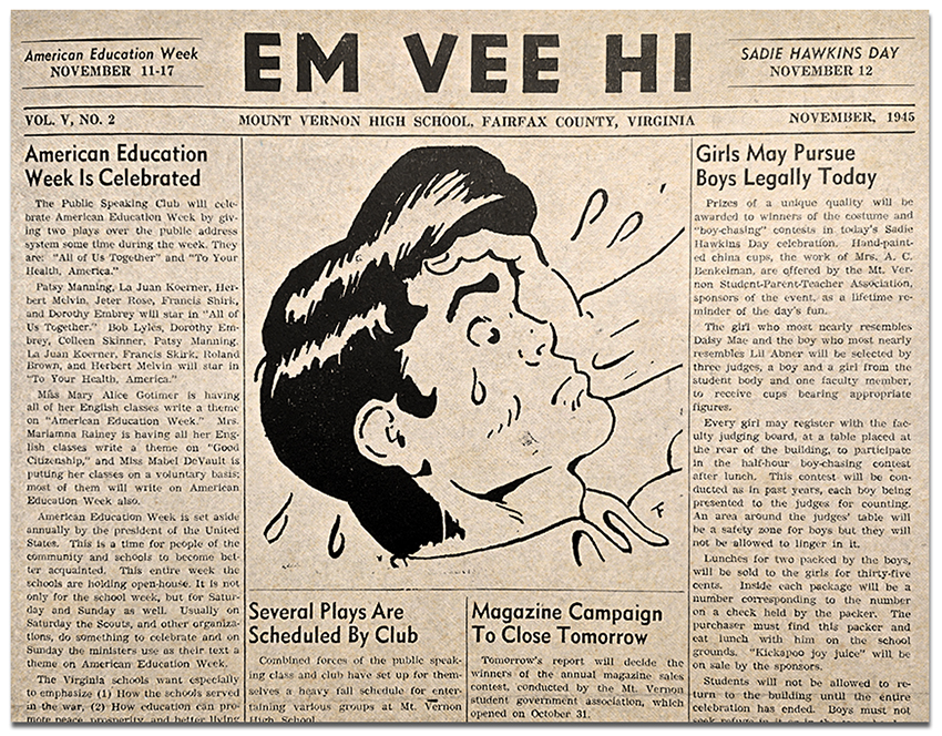 Photograph of the front page of an old student newspaper.