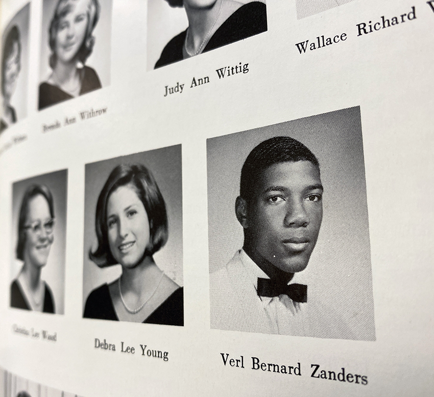 Black and white yearbook photograph of Verl Zanders.