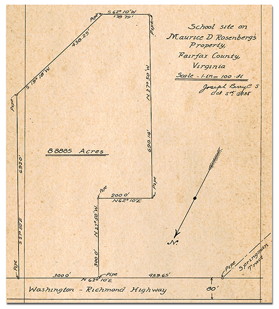 Photograph of a survey plot from a legal document.
